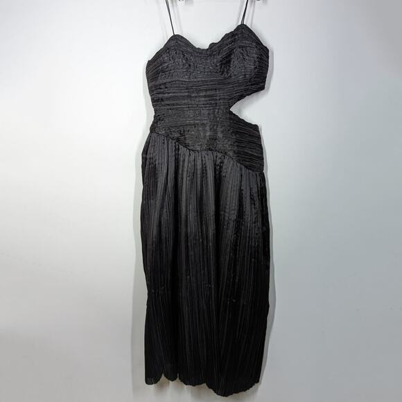 Aje Laurier Wave Maxi Dress Cutout Plisse Organza Black Gown Size 10 US NWT - Picture 5 of 12